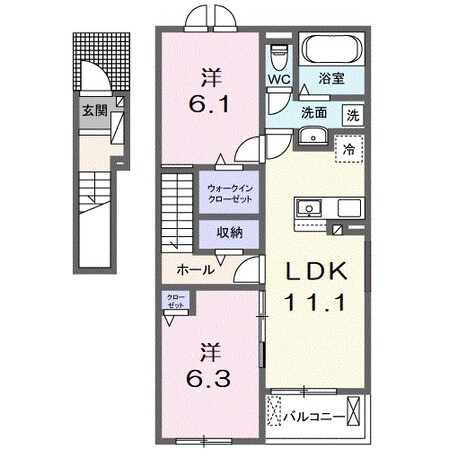 メゾンルミネ五個荘Ⅰの物件間取画像